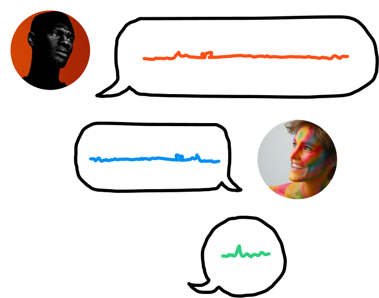 Illustration of people sharing opinions.